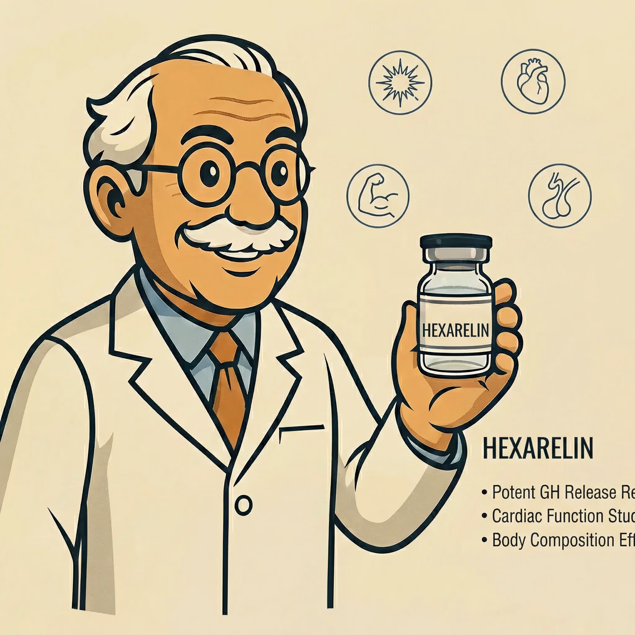 Hexarelin: Potent GH Releasing Peptide Studies - peptide research illustration